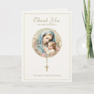 Cartão De Agradecimento Memorial de Funeral Católico Mãe Maria Jesus Flora