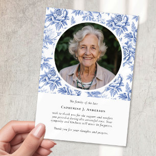 Cartão De Agradecimento Memorial do Funeral da Foto do bonito Florals