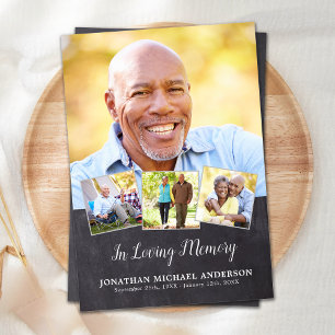 Cartão De Agradecimento Memorial Elegant 4 Foto Collage Simpatia Funeral