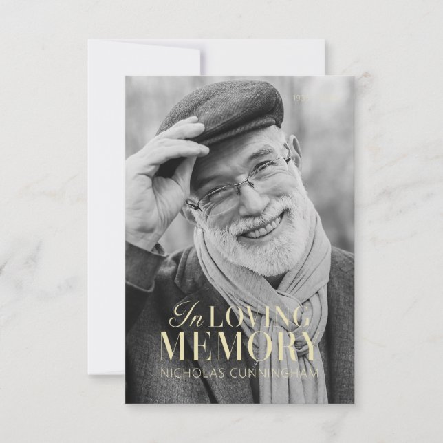 Cartão De Agradecimento Memorial Elegante Moderno de Memória Amante (Frente)