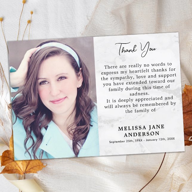 Cartão De Agradecimento Memorial Em Adorando Simpatia Fotográfica Funeral (Criador carregado)
