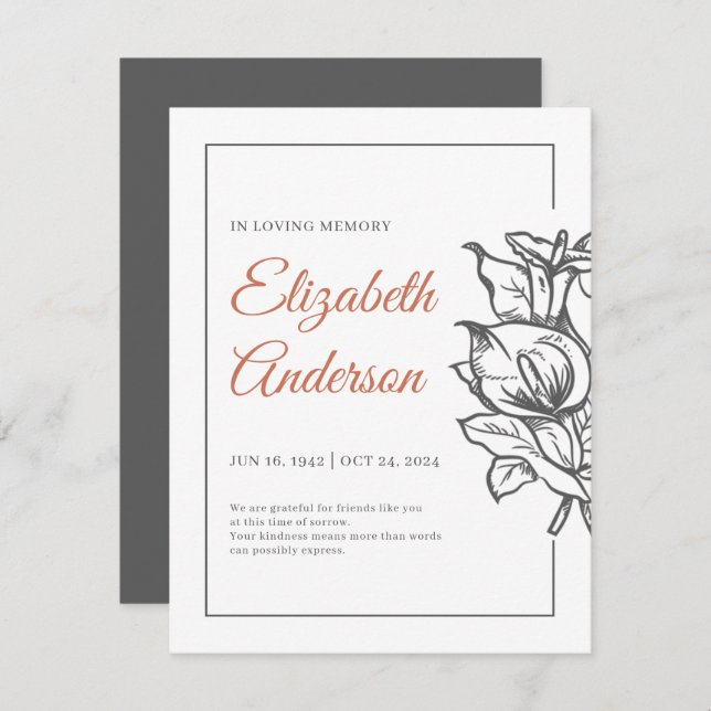 Cartão De Agradecimento Memorial Em Amante Folhagem Moderna Botânica (Frente/Verso)
