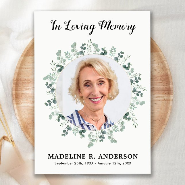 Cartão De Agradecimento Memorial Eucalyptus Photo Sympathy Funeral (Criador carregado)