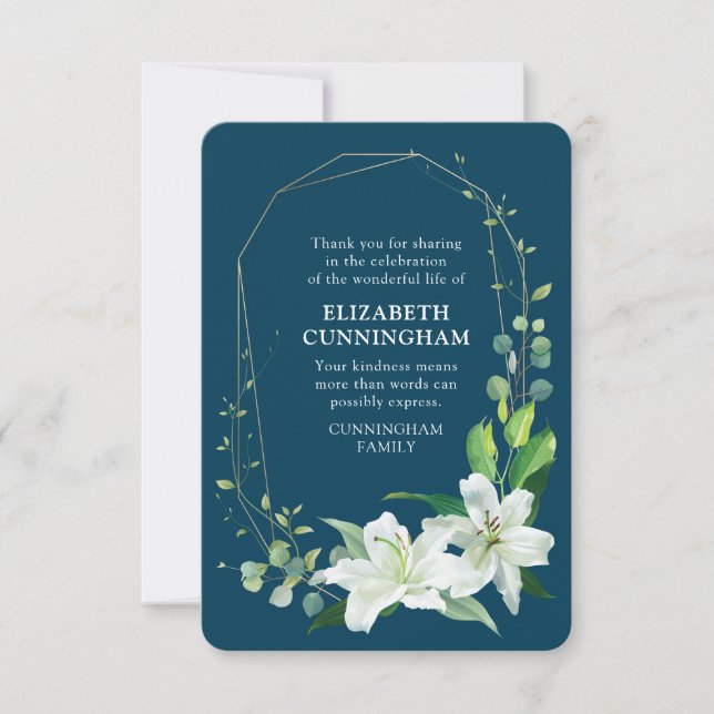 Cartão De Agradecimento Memorial Floral e Foliage Moderno (Frente)