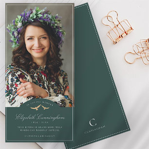 Cartão De Agradecimento Memorial Funeral Birds Clássico Monograma Foto