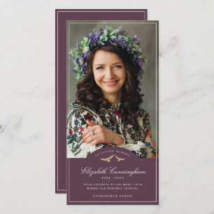 Cartão De Agradecimento Memorial Funeral Birds Clássico Monograma Foto