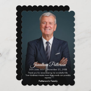 Cartão De Agradecimento Memorial Funeral Celebração da compaixão pela vi