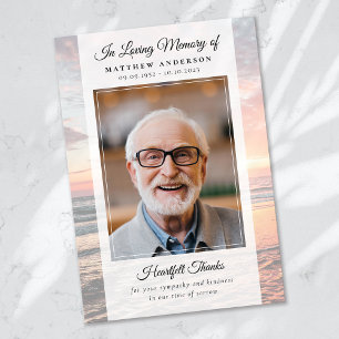 Cartão De Agradecimento Memorial Funeral do Beach Ocean Photo Keepsasaame