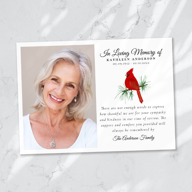 Cartão De Agradecimento Memorial Funeral do Cardeal Vermelho (Criador carregado)