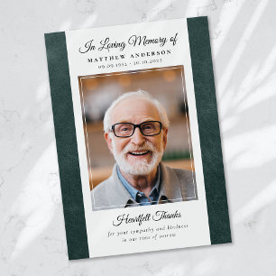 Cartão De Agradecimento Memorial Funeral do Green Leather Keepsasasaame
