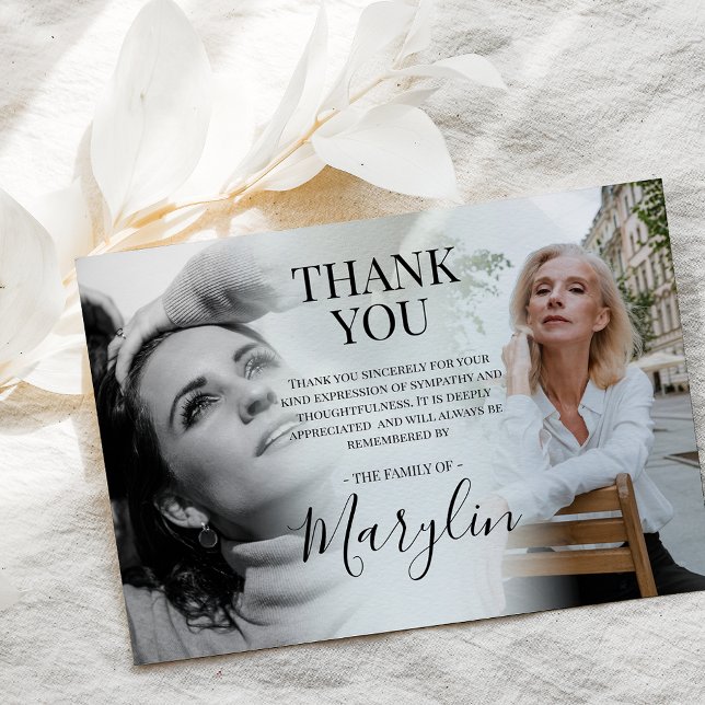 Cartão De Agradecimento Memorial Funeral Elegante Antes e Depois Foto (Criador carregado)