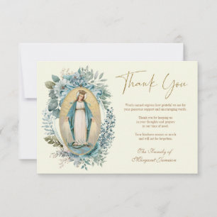 Cartão De Agradecimento Memorial Funeral Floral da Virgem Católica Mary