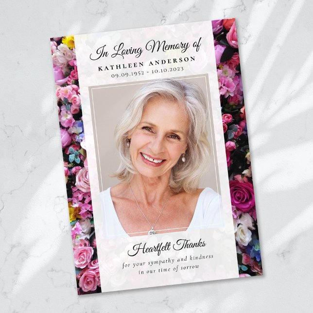 Cartão De Agradecimento Memorial Funeral Floral de Keepsaet (Criador carregado)