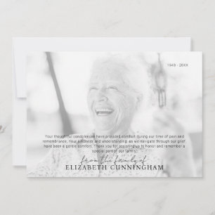 Cartão De Agradecimento Memorial Funeral Foto Moderna Simples