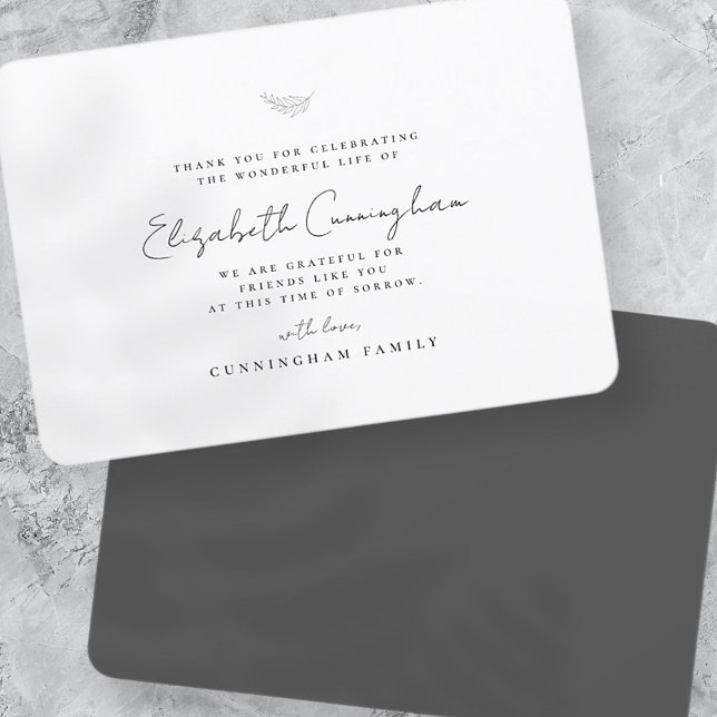 Cartão De Agradecimento Memorial Funeral Moderno Simples Chic Elegante (Criador carregado)