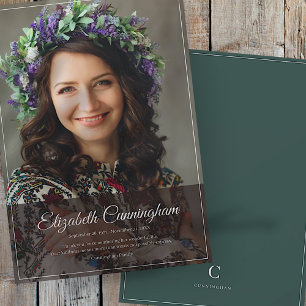 Cartão De Agradecimento Memorial Funeral Monograma Clássico Moderno Foto