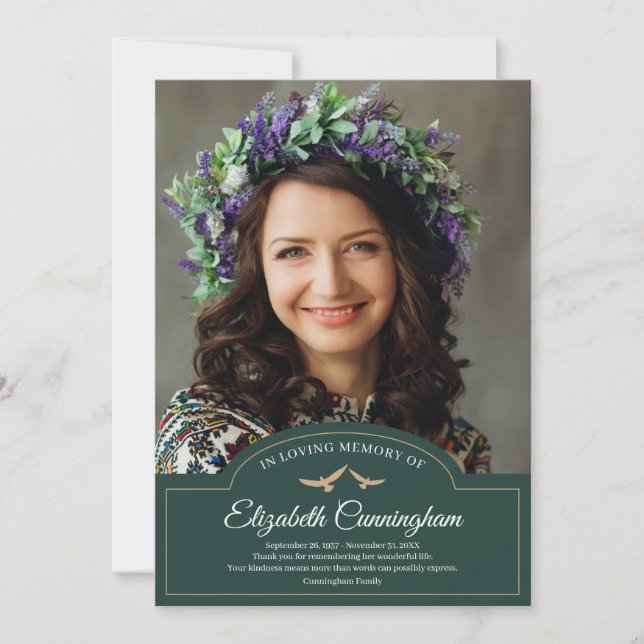 Cartão De Agradecimento Memorial Funeral Monograma Foto Clássica (Frente)