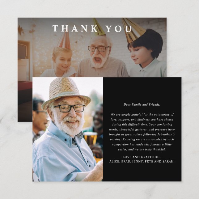 Cartão De Agradecimento Memorial/Funeral Personalizado de 2 Fotografias Mo (Frente/Verso)