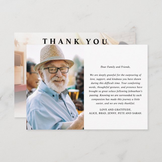 Cartão De Agradecimento Memorial/Funeral Personalizado de 2 Fotografias Mo (Frente/Verso)