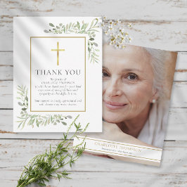 Cartão De Agradecimento Memorial Funerário Folhagem Cristã Foto