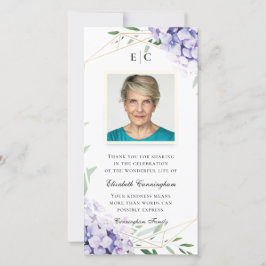 Cartão De Agradecimento Memorial Geométrico Hidrangea Lilac