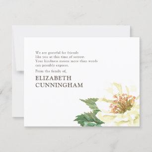 Cartão De Agradecimento Memorial Modern Watercolor Floral Botânica