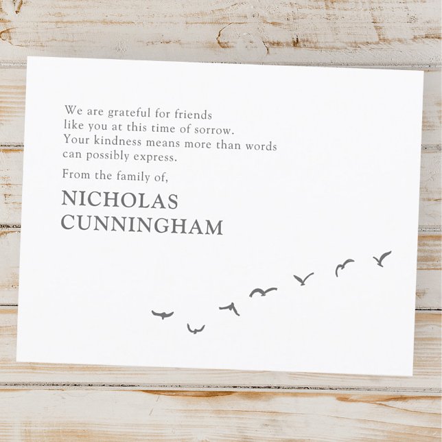 Cartão De Agradecimento Memorial Moderno Bando Simples de Aves (Criador carregado)