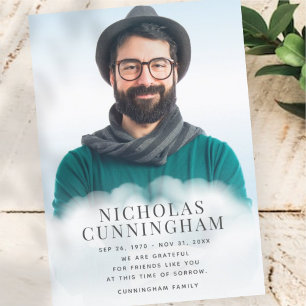 Cartão De Agradecimento Memorial Na Foto Simples Clássica Moderna Das Nuve