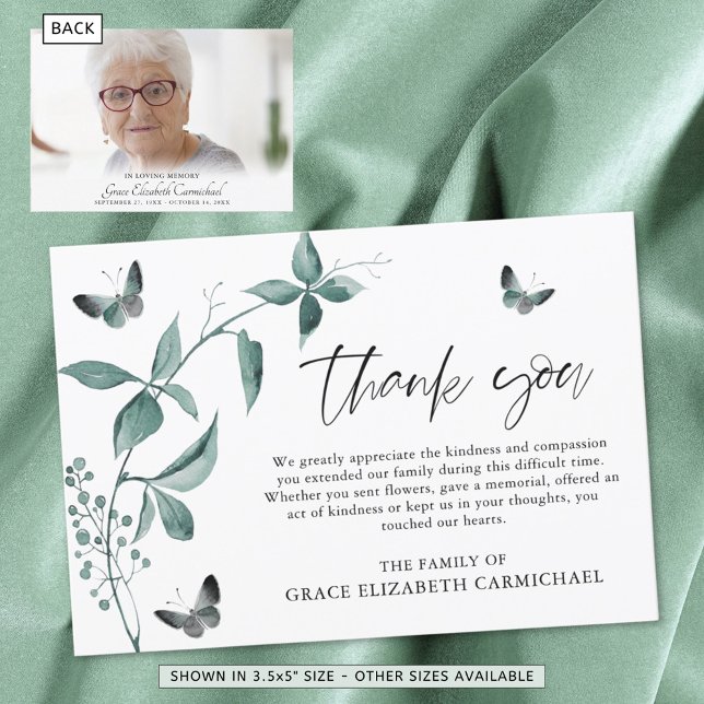 Cartão De Agradecimento Memorial Obrigado Foto do Script Butterfly (Criador carregado)