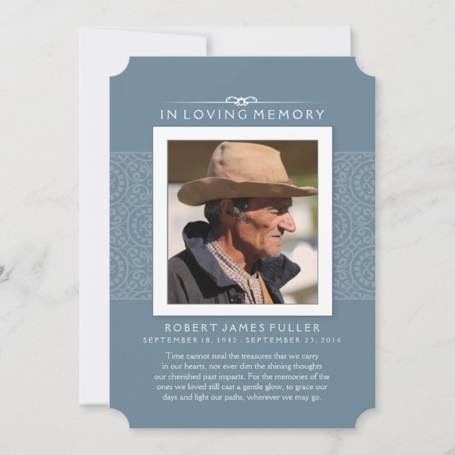 Cartão De Agradecimento Memorial Obrigado Foto Real Azul TALVEZ POEM (Frente)