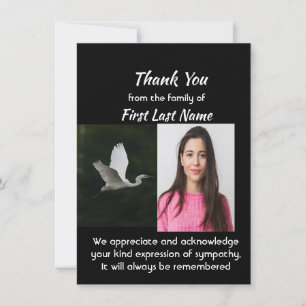 Cartão De Agradecimento Memorial Personalizado Pássaro Garça Branca Obriga