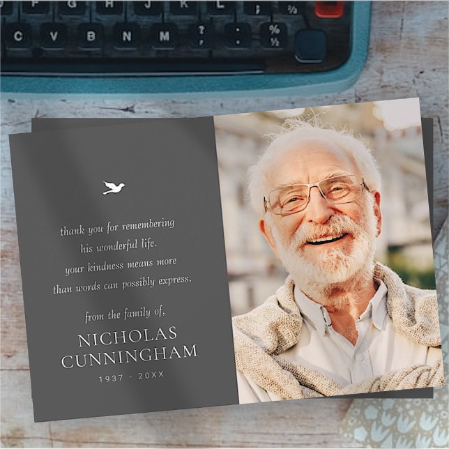 Cartão De Agradecimento Memorial Simple Minimalist Modern Photo (Criador carregado)