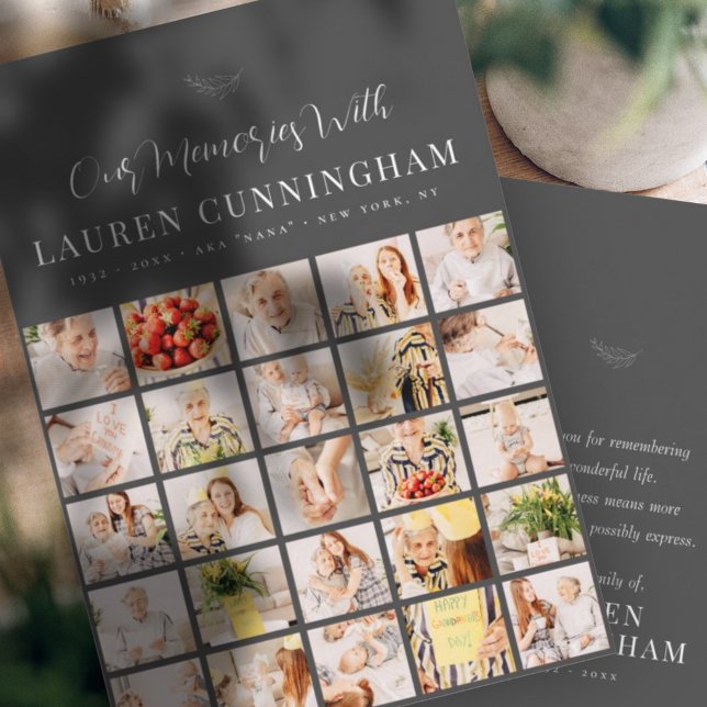 Cartão De Agradecimento Memorial Simple Modern Minimalist 25 Foto (Criador carregado)