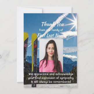 Cartão De Agradecimento Memorial Skiing Skier Cross-country Thank you