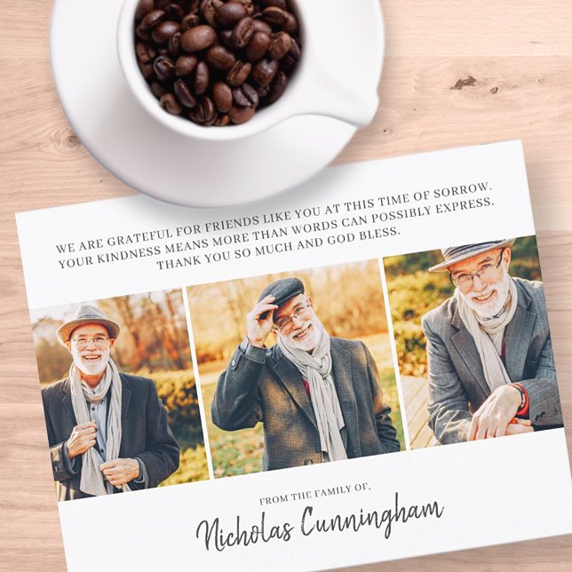 Cartão De Agradecimento Memorial Três Fotografia e Mensagem Personalizadas (Criador carregado)