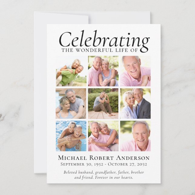 Cartão De Agradecimento Memorial Tributação 9 Foto Collage Keepsasaame (Frente)