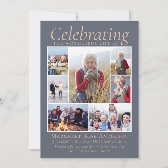 Cartão De Agradecimento Memorial Tributar Foto Collage Keepsasaame (Frente)