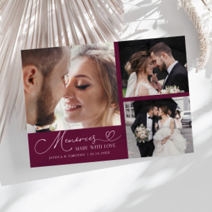 Cartão De Agradecimento Memórias Feitas Com Amor Casamento Foto Cranberry