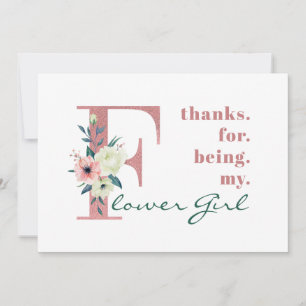 Cartão De Agradecimento Menina das Flores Rosa Floral Carta Casamento