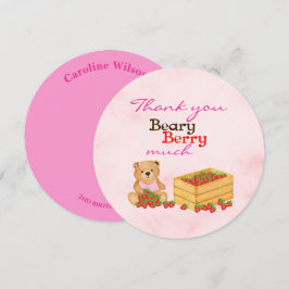 Cartão De Agradecimento Menina Doce Morango Cub Aniversário