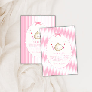 Cartão De Agradecimento Menina Kawaii Rosa Arco Bebê Chinesa Chás de Bebê