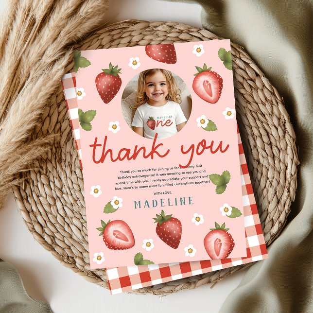 Cartão De Agradecimento Meninas Berry Primeiro Kids Aniversário de 1 ano F (Criador carregado)
