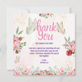 Cartão De Agradecimento Meninas Lindo Rosa Roxo Borboleta Aniversário Infa