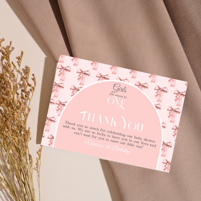 Cartão De Agradecimento Meninas só querem ser um Arco rosa primeiro aniver (Criador carregado)