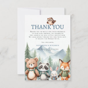 Cartão De Agradecimento Menino Bonito Animal Florestal Festa de Bebê