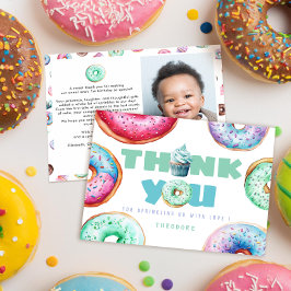 Cartão De Agradecimento Menino Bonito de Donut Mensagem Personalizada Foto
