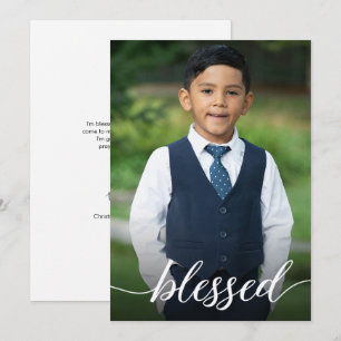 Cartão De Agradecimento Menino da Primeira Comunhão Sagrada Foto Obrigado
