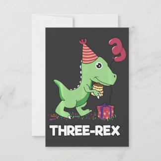 Cartão De Agradecimento Menino de 3 Anos de Idade Fazendo Aniversário Dino