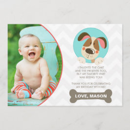 Cartão De Agradecimento Menino do laço da pata da Pata-Ty da foto dos