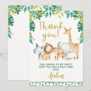Cartão de Agradecimento Meninos Selvagem Um Safari